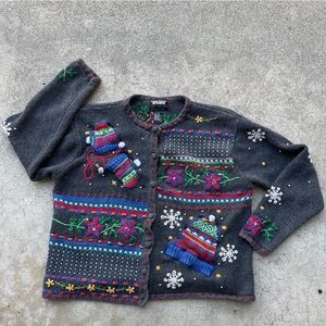 Vintage Designers Originals Studio Cardigan Christmas Sweater party Size XL